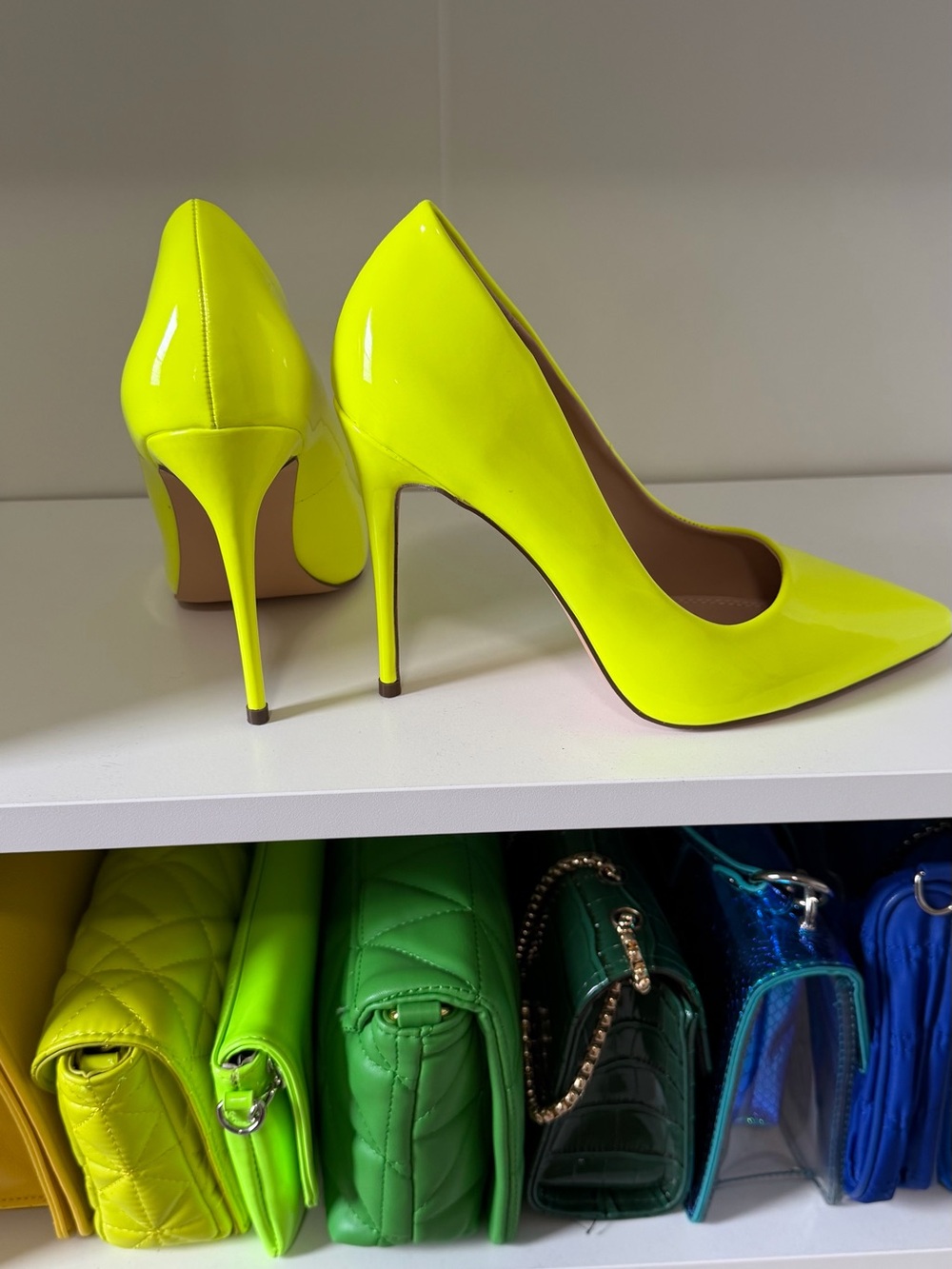Liliana Neon Patent Pointed-Toe Pumps in Bright Yellow